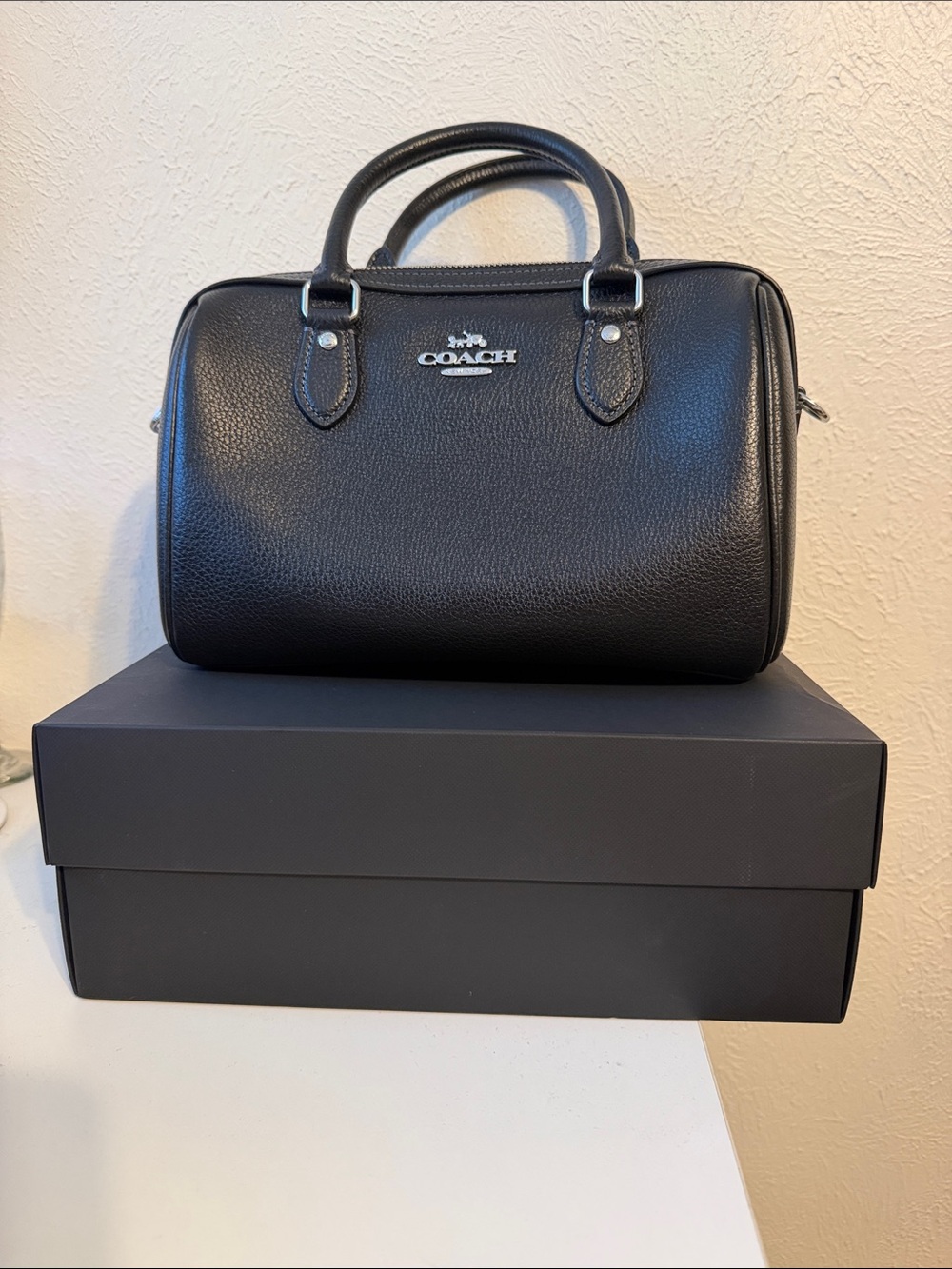 NWT Authentic Coach Rowan Satchel Black/Silver- Priced to Sell - Picture 2 of 11